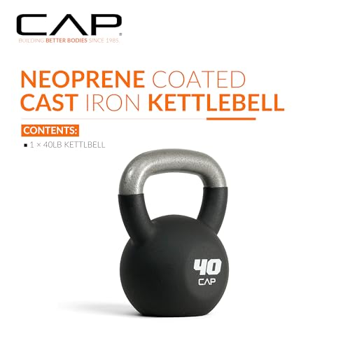40 Pound Neoprene Coated Kettlebell for Strength & Fitness Training