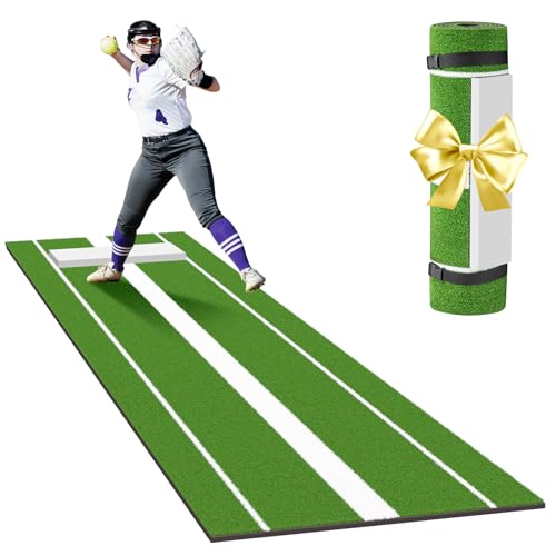 Neoaider Green Softball Pitching Mat with 30mm Thickened Mound, 10x3 ft Training Surface