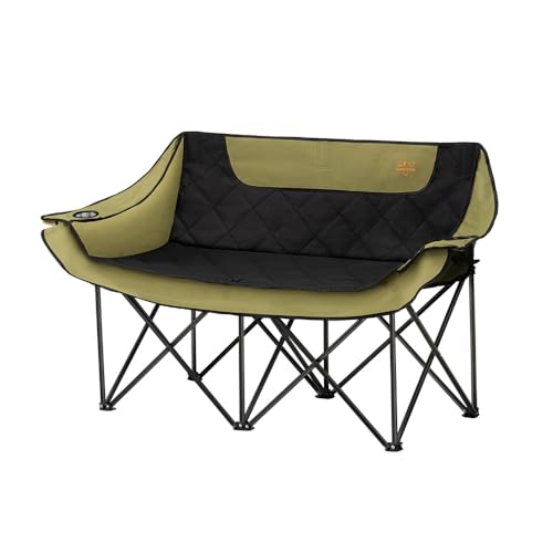 SAN HIMA Green Double Camping Chair 40.7-Inch Padded Folding Loveseat
