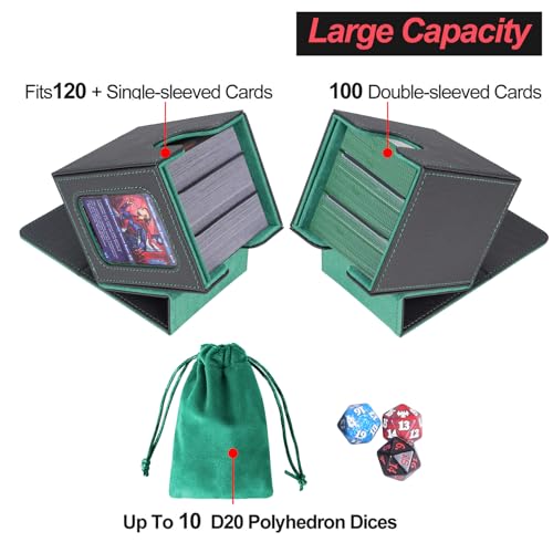 MTG Commander Deck Box with Dividers & Dice Bag - Black Green Variation