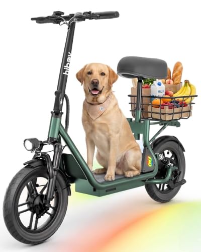Green Hiboy Q2/U2 Electric Scooter with Seat for Adults - 22 Mile Range