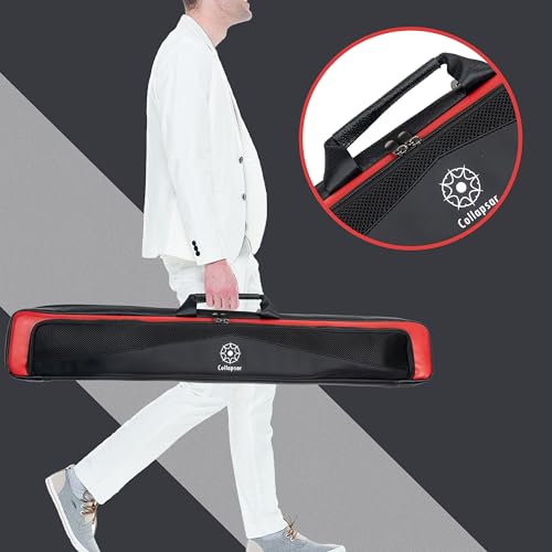 Collapsar Pool Cue Case Holds 4 Butts & Shafts Black with Red Durable Billiard Stick Case