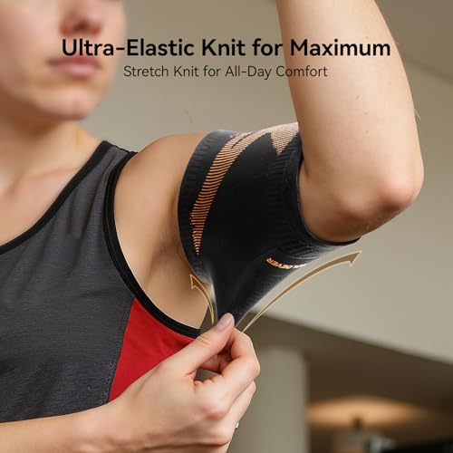 Deep Gold Copper Bicep Tendonitis Brace Large - Upper Arm Compression Sleeve