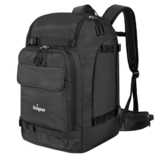 Unigear 70L Ski Boot Bag Backpack with Helmet Goggle Storage - Black
