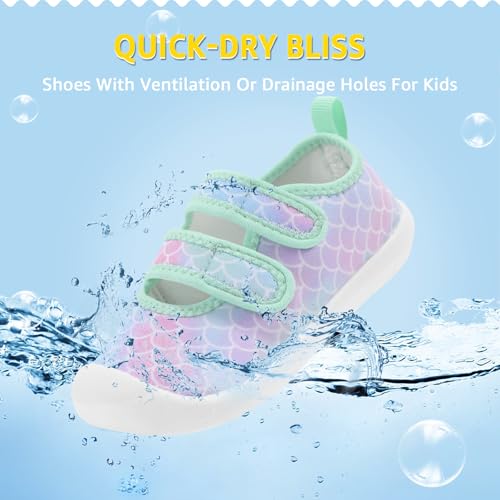 Toddler Water Shoes Boys Girls Summer Beach Quick Dry Non Slip Aqua Socks - 7 Teal Scale