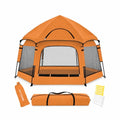GEIYATOI Orange Baby Pop Up Playpen with UV Canopy & Safety Lock, Portable Indoor & Outdoor Toddler Play Yard