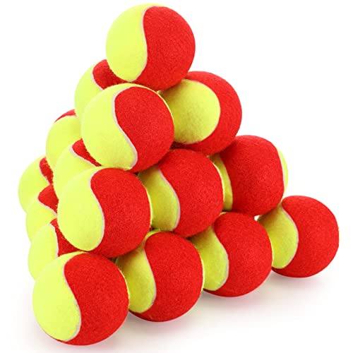 Kids Tennis Balls Set 24 Pack - Red & Yellow Low Compression Practice Balls
