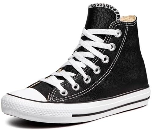 Unisex Leather High Top Sneakers - Chuck Taylor All Star, Black, 12 Women/10 Men
