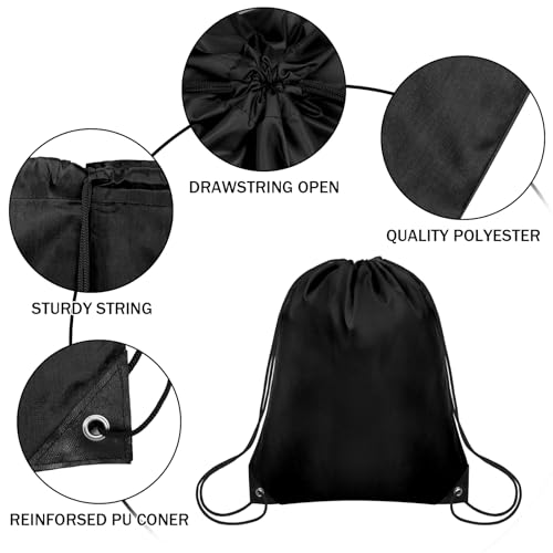 Black 150PCS Drawstring Gym Backpack Bulk Polyester Cinch Bags for Sports & Travel