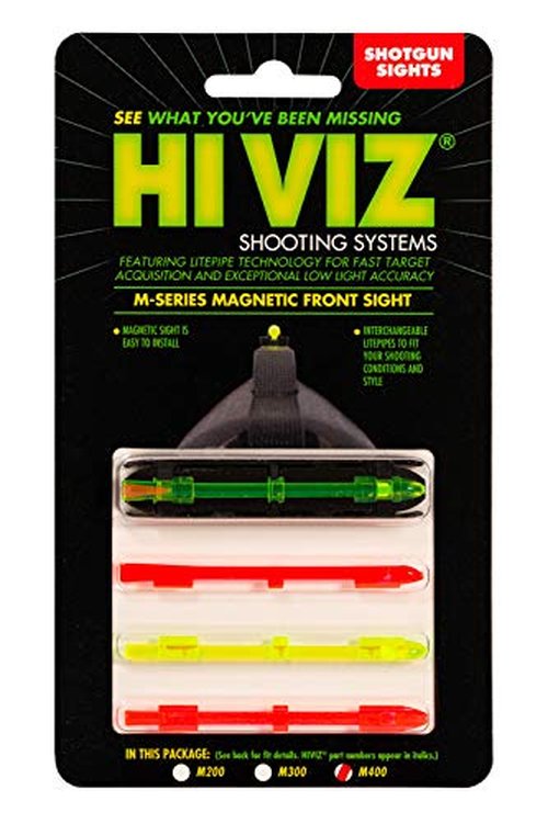 HIVIZ M-Series Magnetic Shotgun Sight – Front Sight for Most Ribbed Shotguns – Includes Interchangeable LitePipes in Green, Red & Two-Tone – Magnetic Snap-On Base – Fits Multiple Rib Widths