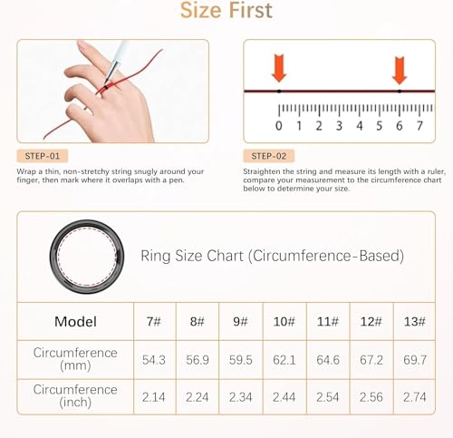 Smart Health Ring for Heart Rate Blood Oxygen HRV Stress Sleep & Step Tracking Black 11#