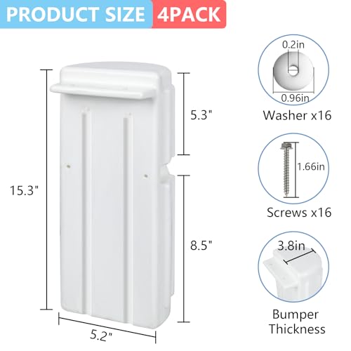 BALAVA 4 Pack White Inflatable Marine Dock Bumpers for Boat Protection
