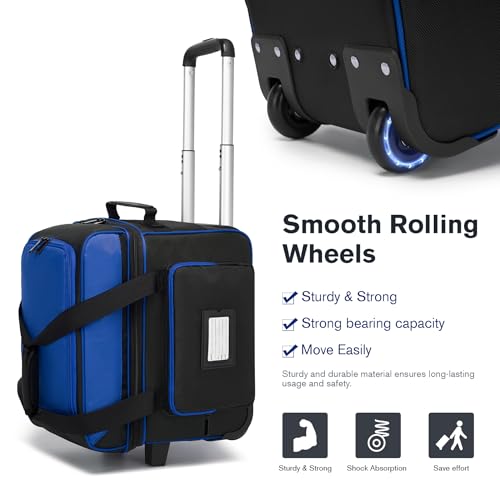 Blue Single Roller Bowling Bag with Wheels & Separate Shoe Compartment