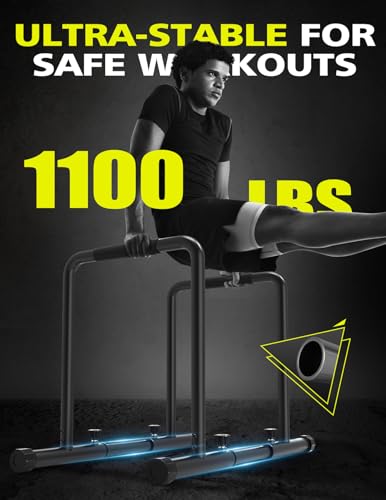 Heavy Duty Adjustable Dip Station - Steel Parallel Bars for Home Fitness, Strength Training