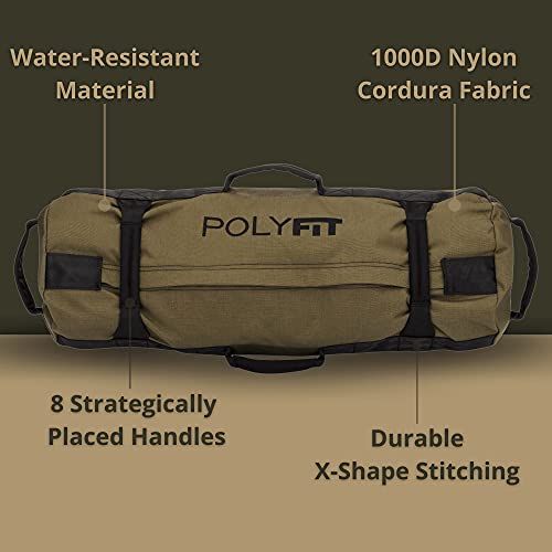 Polyfit Workout Sandbag with 8 Handles - Green Large (50-125lbs) Fitness Equipment