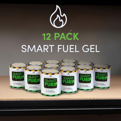Smart Fuel Bioethanol Gel Fuel Cans 12-Pack – Clean Indoor & Outdoor Fire Pit Fuel, 3-Hour Burn Time