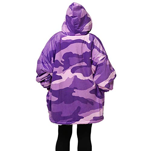 FOCO NFL Team Logo Reversible Sherpa Hoodie Sweatshirt - Vikings, Camo, One Size