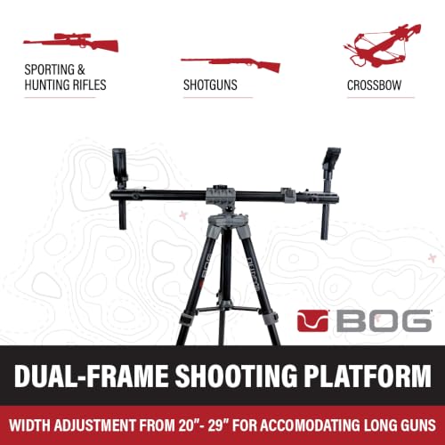 BOG FieldPod Dual-Frame Hunting Tripod with Adjustable Shooting Rest - Lightweight & Durable, Fits Rifles &
