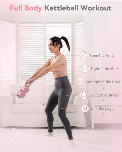 Pink 2-in-1 Adjustable Kettlebell Dumbbell Set for Women – Space Saving Workout Equipment