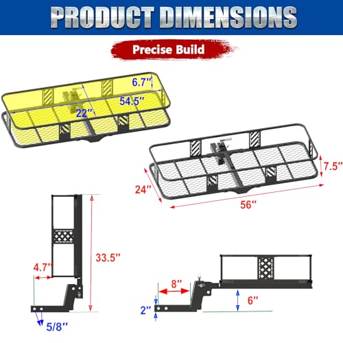 56x24x7 Inch Foldable Hitch Cargo Carrier for 2-Inch Receiver, 500 lbs Capacity - Variation of THIS listing