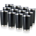 20oz Stainless Steel Travel Mug Set - Double Wall Vacuum Insulated Coffee Cups - Powder Black - 12 Pack - Variation of THIS listing