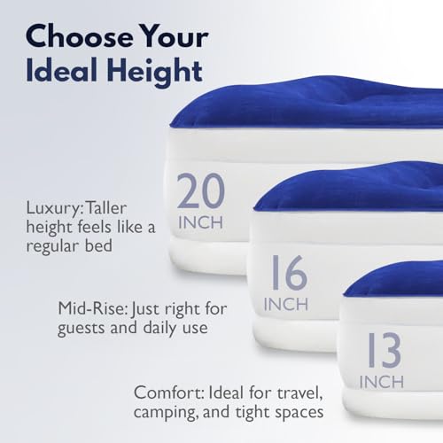 King Koil Twin Air Mattress with Built-in Pump - Blue, 20-Inch Raised Bed