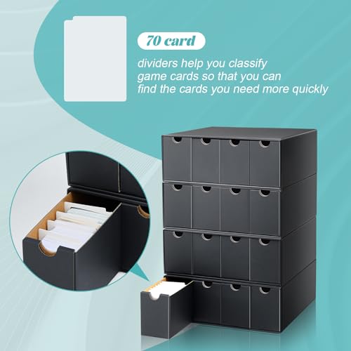 Trading Card Storage Box Organizer 4 Row Black - 16 Small Compartments