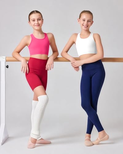 Girls Training Crop Top Sports Bra for Teens Kids - Rose Red, 5-6 Years