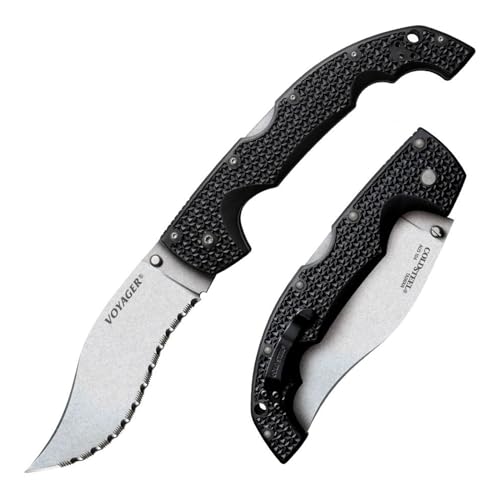Cold Steel Voyager XL Vaquero Kukri Serrated Folding Knife - AUS10A Steel, 5.5" Blade