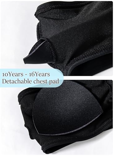 Girls Swimsuits Bikini Sets 2 Piece Bathing Suit with Ruffles & Adjustable Halter - 10 Years / Black