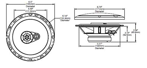 6.5-Inch 3-Way Full Range Car Speakers Pair - Coaxial Design