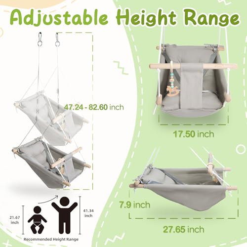 Gray Indoor Outdoor Baby Swing for Toddler & Baby Grow-Up Seat - Safety & Comfort