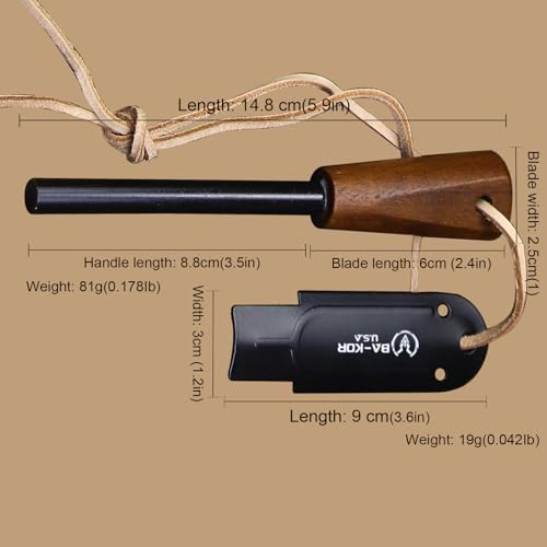BA-KOR Survivor III Fixed Blade Knife BA-K0c 10mm Thick Steel with Leather Sheath, Outdoor Hunting & Camping Tool