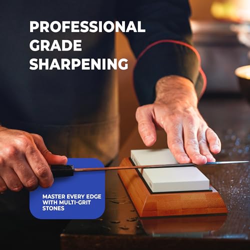 Sharp Pebble 8-inch Whetstone Knife Sharpening Kit with Grits 400/1000/6000 & Flattening Stone