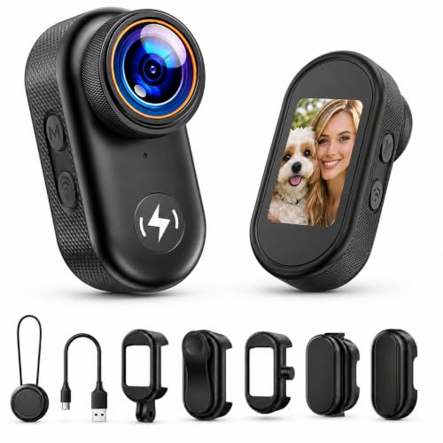 CAMWORLD Black 4K Body Camera with 64GB Card, WiFi, 1.47" HD Screen & Magnetic Mount