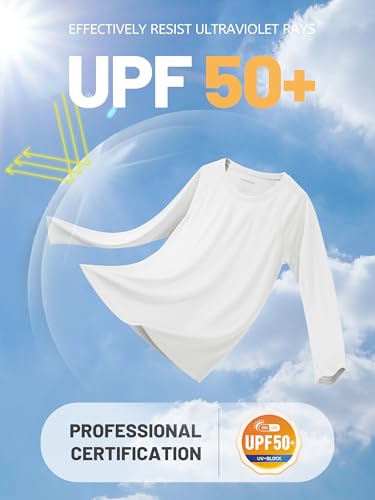 Women's Long Sleeve Sun Shirt UPF 50+ Quick Dry Swim Top - Medium White