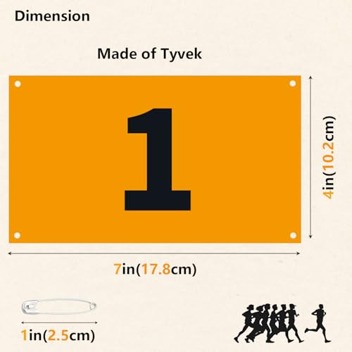 Race Bib Numbers for Tryouts with Pins - Waterproof Paper, Number 1-100