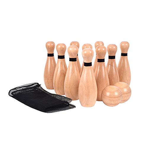 Outdoor Lawn Bowling Set - Medium with 10 Pins, 2 Balls & Carry Bag for Family & Kids