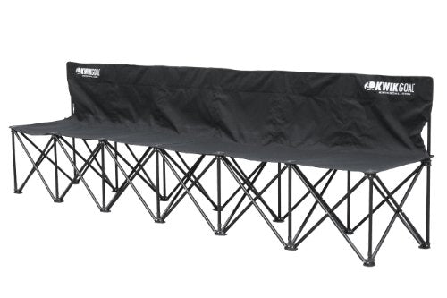 Kwik Goal 6-Seat Collapsible Soccer Sideline Bench - Black, Portable Team Seating