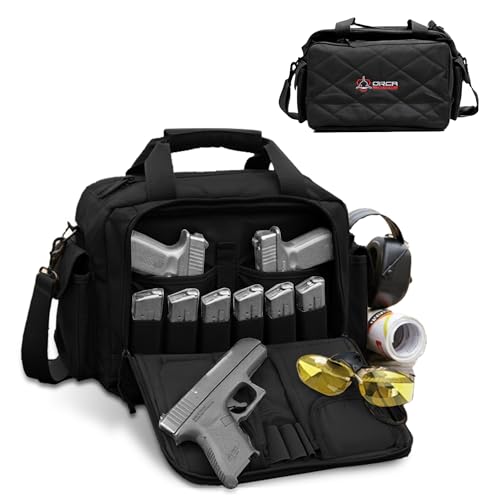 Orca Tactical Black Gun Range Bag for Handguns and Ammo – Self Standing, Durable Pistol & Revolver Storage