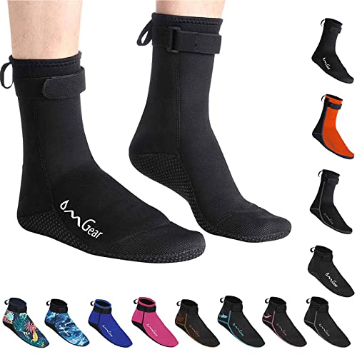 Neoprene Water Socks 3mm High Cut Black XXL - Beach Booties & Fin Socks