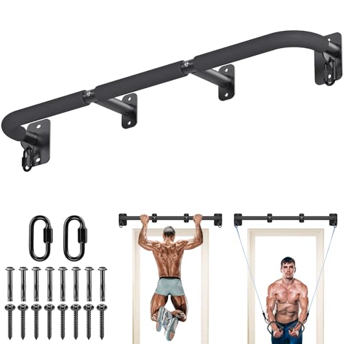 Wall Mount Pull Up Bar 36 Inch Heavy Duty Steel Doorway & Joist Mount with Foam Grip - Variation A: 36" x 1.6" Diameter