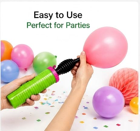 Green Handheld Double-Action Balloon Pump for Party Decorations