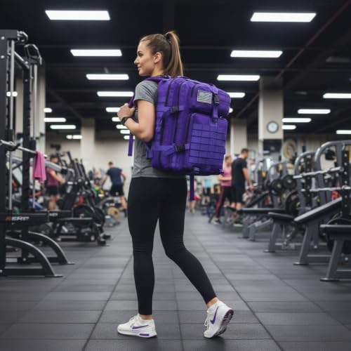 Military Tactical Backpack 45L with Purple Variation, Molle Large Hiking Bag