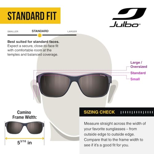 Julbo Camino Glacier Sunglasses with Removable Side Shields - Translucent Black/Gray Frame, Green Multilayer Blue Mirror Lens, Polarized UV Protection