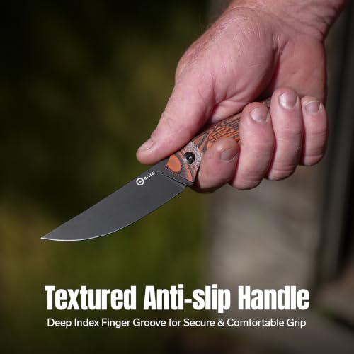 CIVIVI Carveth Fixed Blade Knife Orange Handle 3.59" AEB-L Steel Sheath