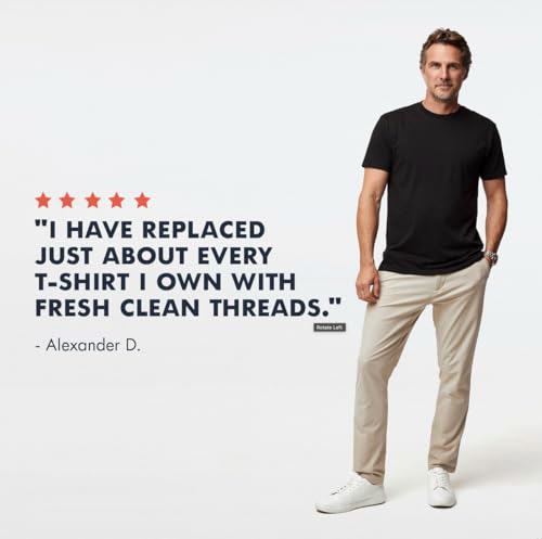 Fresh Clean Threads Men's 4-Pack XL Crew Neck T-Shirts - Black, White, Charcoal, Navy