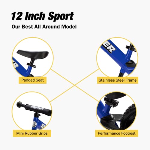 Strider 12 Sport No Pedal Balance Bike for Kids Ages 1-4, Blue