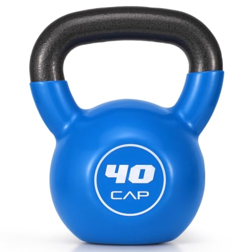 CAP Vinyl-Coated Cast Iron Kettlebell 40 lb Home Gym Strength Equipment