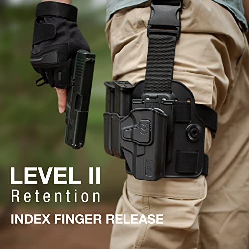 GUN & FLOWER Drop Leg Holster for S&W M&P 9MM/.40 Level II Retention Tactical